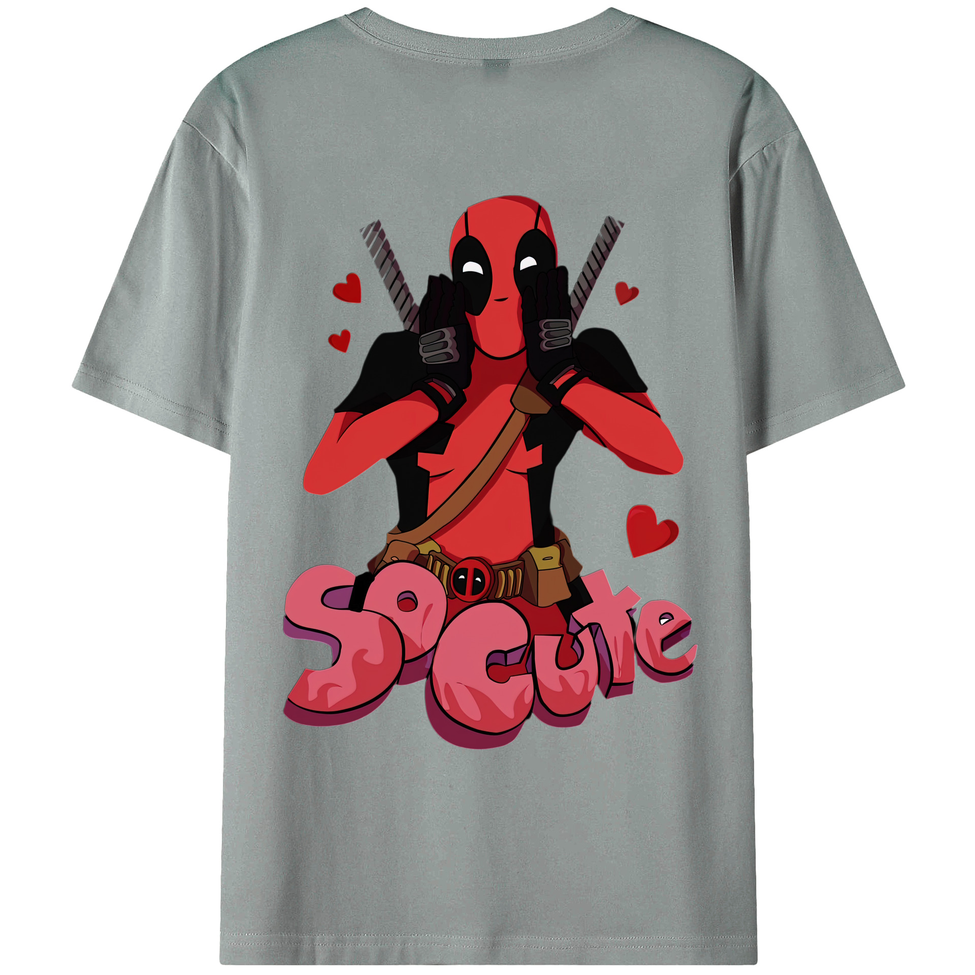 （画像用） Deadpool デッドプール 綿100％ メンズ半袖Tシャツ（バックプリント） 通気性